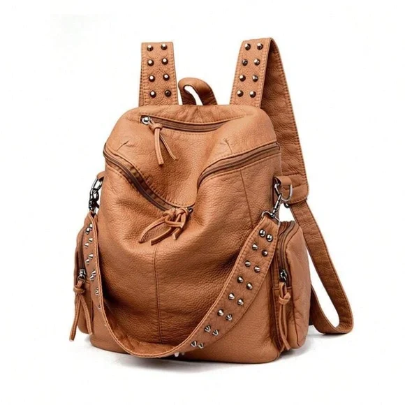 Luxe Vegan Leather Studded Mini Backpack